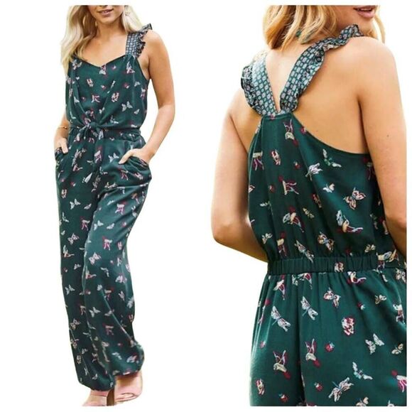 Matilda Jane Evergreen Dream Jumpsuit Romper Size Small Butterfly Birds - Picture 1 of 9